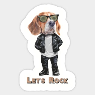 Beagle - let's Rock Sticker